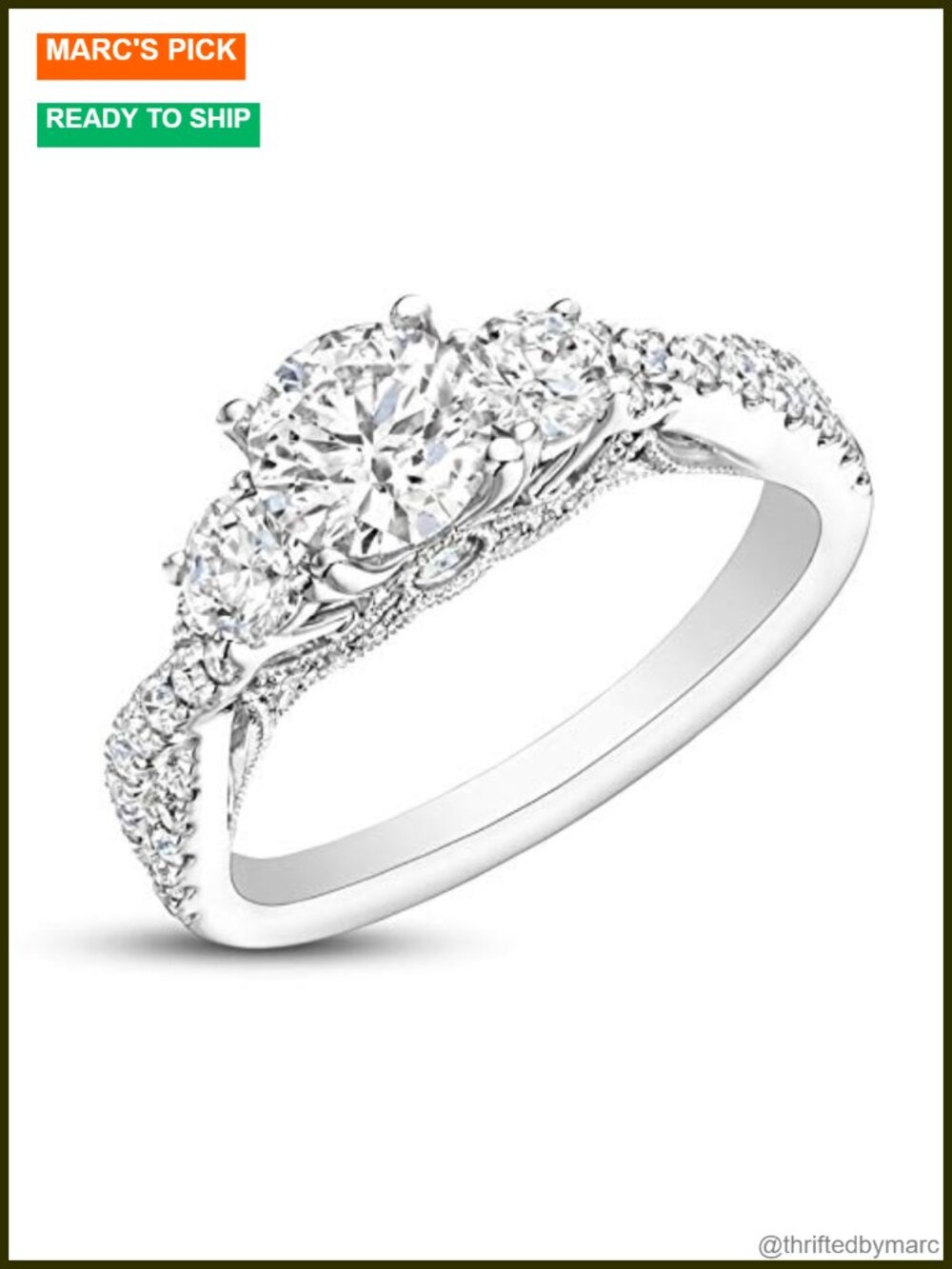 1.5 Carat Moissanite Engagement Ring Platinum Plated Silver